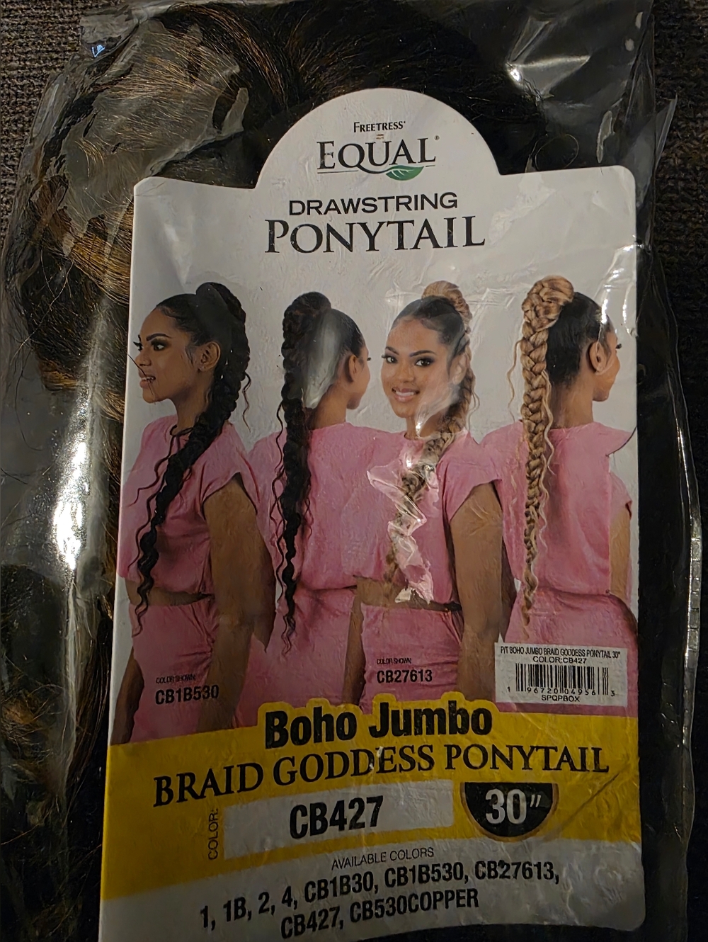 Never Worn. Boho Jumbo Braid Goddess Drawstring Ponytail CB427 - Black/Brown